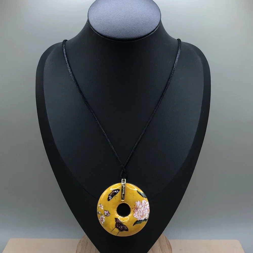 Goebel Hongshou butterfly enamel pendant necklace-statement size 2 sides - Picture 4 of 8